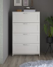 Kommode >Lepini< 4 Schübe, Weiß Dekor, Holzwerkstoff - 78x124x41cm (BxHxT)