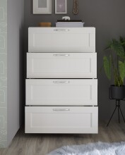 Kommode >Lepini< 4 Schübe, Weiß Dekor, Holzwerkstoff - 78x124x41cm (BxHxT)