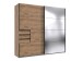 Schwebetürenschrank >Saigon< 3 Schübe, Spiegel / Plankeneiche Nachbildung - 225x208x64cm (BxHxT)
