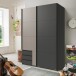 Schwebetürenschrank >Emden< 2 Schübe, GRAFIT + SAHARAGRAU - 135x198x65cm (BxHxT)