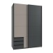 Schwebetürenschrank >Emden< 2 Schübe, GRAFIT + SAHARAGRAU - 135x198x65cm (BxHxT)