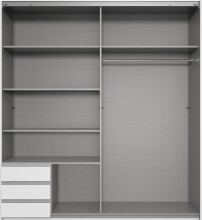 Schwebetürenschrank >Emden< 3 Schübe, Spiegel / GRAPHIT + SAHARAGRAU - 179x198x65cm (BxHxT)