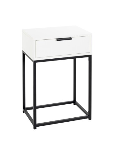 Nachtkonsole >52383< mit Schublade, schwarz, weiß - 40x60x28cm (BxHxT)