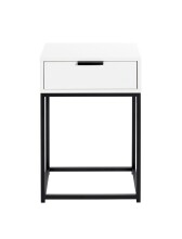 Nachtkonsole >52383< mit Schublade, schwarz, weiß - 40x60x28cm (BxHxT)