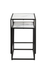 Satztisch >55384< (2-teilig) in schwarz, weiß - 33x50x33 und 28x43x28 (BxHxT)