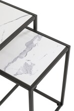 Satztisch >55384< (2-teilig) in schwarz, weiß - 33x50x33 und 28x43x28 (BxHxT)