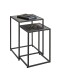 Satztisch >55584< (2-teilig) schwarz Kunstmarmor, Metall - 33x50x33 / 28x43x28 (BxHxT)