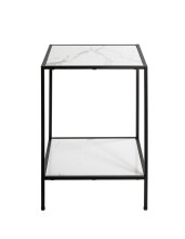 Beistelltisch >59348< in schwarz, weiß, Metall, Kunstmarmor - 40x60x40cm (BxHxT)