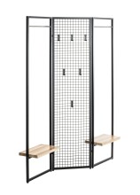 Garderobe >55599< Paravant / Raumteiler, schwarz, Metall, Eiche-MDF - 175x46cm (HxT)