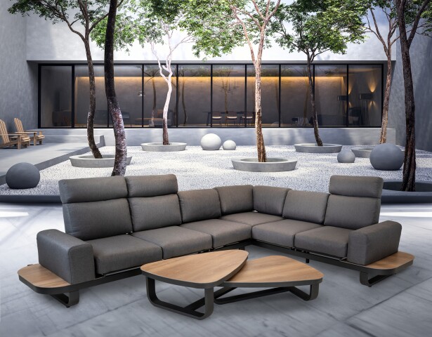 Gartenlounge-Set >Zanzibar< (3er-Set) Lounge 304x79/83,5x256cm, Tiche 102x35x80cm / 102x26x80cm