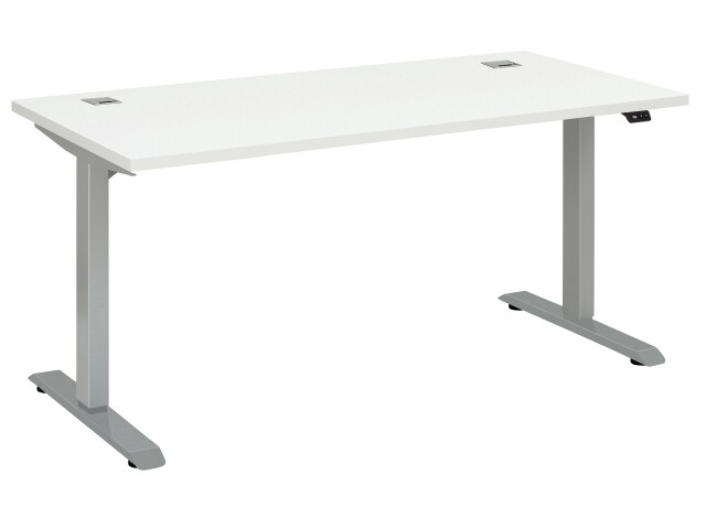 Schreibtisch >e-desk< in weiss/alu - 175x72x80 (B/H/T) elektrisch verstellbar