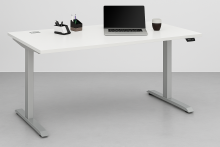 Schreibtisch >e-desk< in weiss/alu - 175x72x80 (B/H/T) elektrisch verstellbar