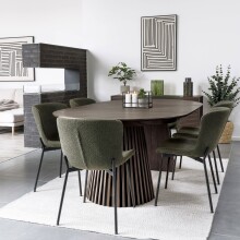 Kulissen-Esstisch >Osaka< 2 Platten, Eiche furnier, smokded-braun - 120/160/200x75cm (D/BxH)