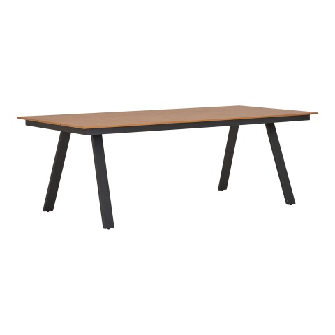 Gartentisch >Toronto< in Teakoptik-natur / Aluminium Schwarz - 220x74x100 (BxHxT)