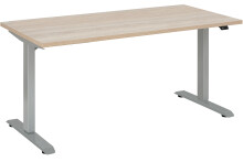 Schreibtisch >e-desk< in Eiche/alu- 160x72x80 (B/H/T) elektrisch verstellbar