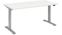 Schreibtisch >e-desk< in weiss/alu - 120x72x72 (B/H/T) elektrisch verstellbar