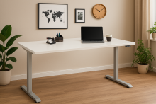 Schreibtisch >e-desk< in weiss/alu - 120x72x72 (B/H/T) elektrisch verstellbar