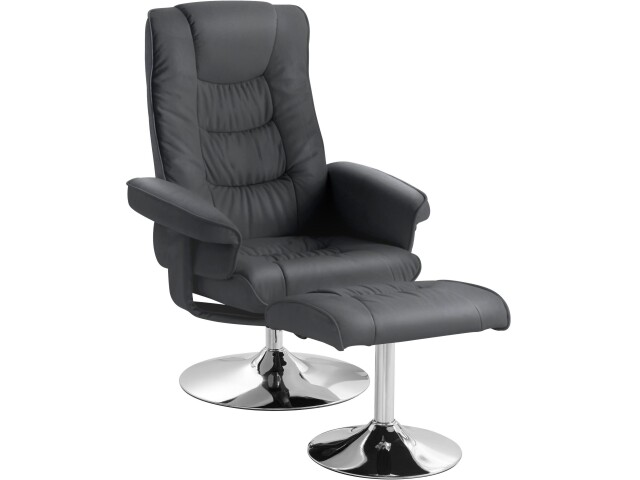Relaxsessel >Kjersti< (2-teilig) mit Hocker, drehbar, Schwarz - 79x109x79cm (BxHxT)