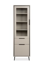 Vitrine >Arona< in sand / schwarz, Holzwerkstoff / Glas - 60x200x38cm (BxHxT)