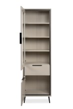 Vitrine >Arona< in sand / schwarz, Holzwerkstoff / Glas - 60x200x38cm (BxHxT)