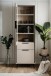 Vitrine >Arona< in sand / schwarz, Holzwerkstoff / Glas - 60x200x38cm (BxHxT)