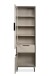 Vitrine >Arona< in sand / schwarz, Holzwerkstoff / Glas - 60x200x38cm (BxHxT)