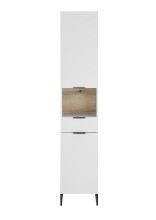 Hochschrank >Denver< 2 Türen, 1 Schublade, weiß / evoke eiche dekor - 38x195x32cm (BxHxT)