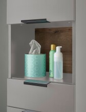 Hochschrank >Denver< 2 Türen, 1 Schublade, grau / evoke eiche Dekor - 38x195x32cm (BxHxT)