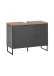 Waschbeckenunterschrank >Denver< 1 Tür, 2 Schübe, schwarz matt / evoke eiche Dekor - 80x60x35 (BxHxT)