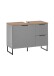 Waschbeckenunterschrank >Denver< 1 Tür, 2 Schübe, grau matt / evoke eiche - 80x60x35cm (BxHxT)
