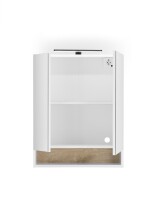 Badezimmerspiegelschrank >Denver< LED, Steckdose, weiß matt / eiche Dekor - 60x75x22 (BxHxT)