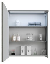 Badezimmerspiegelschrank >Two< LED, Steckdose, titan-grau / weiß - 60x68x23cm (BxHxT)