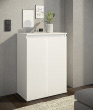 Kommode >Brest< 2 Türen, 1 Boden, in weiß - 60x84x35cm (BxHxT)