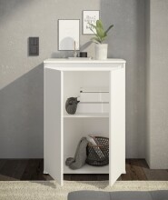 Kommode >Brest< 2 Türen, 1 Boden, in weiß - 60x84x35cm (BxHxT)