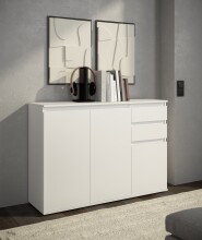 Sideboard >Brest< 3 Türen, 2 Schübe, in weiß - 119x84x35cm (BxHxT)