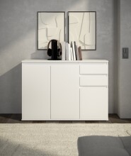 Sideboard >Brest< 3 Türen, 2 Schübe, in weiß - 119x84x35cm (BxHxT)