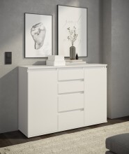 Sideboard >Brest< 2 Türen, 4 Schübe, in weiß - 119x84x35cm (BxHxT)