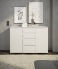 Sideboard >Brest< 2 Türen, 4 Schübe, in weiß - 119x84x35cm (BxHxT)