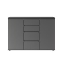 Kommode >Brest< 2 Türen, 4 Schübe, in anthrazit - 119x84x35cm (BxHxT)