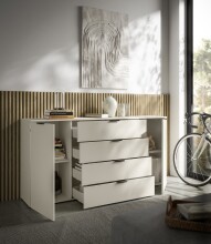 Sideboard >Linz< 2 Türen, 4 Schübe, in Kaschmir - 180x90x40cm (BxHxT)