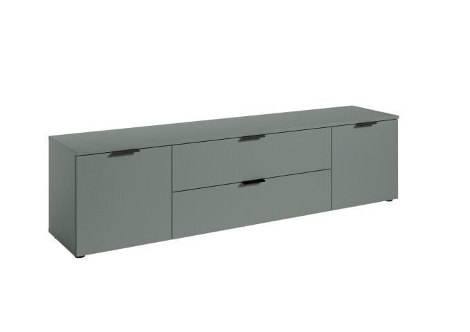 Lowboard >Linz< 2 Türen, 2 Schübe, in Salbei - 180x47x40cm (BxHxT)
