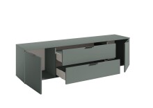 Lowboard >Linz< 2 Türen, 2 Schübe, in Salbei - 180x47x40cm (BxHxT)
