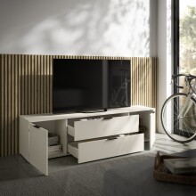 Lowboard >Linz< 2 Türen, 2 Schübe, in Kaschmir - 180x47x40cm (BxHxT)