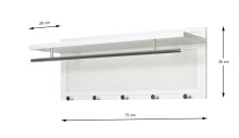 Wandgarderobe >55356< 5 Haken, 1 Stange, in...