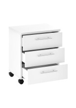 Rollcontainer >Ben< 3 Schubladen, 4 Rollen, in Weiß - 40x56x39cm (BxHxT)