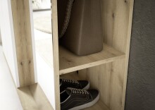 Kompaktgarderobe >Malaga< 2 Türen, 1 Schub, Spiegel, Eiche Dekor / Weiß - 105x188x38cm (BxHxT)