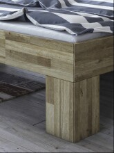 Massivholzbett >Link< Regal / Schubkästen, Liegefl. 140x200, Wildeiche - 145x88x215 (BxHxT)