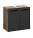Waschbeckenunterschrank >Vista< 2 Türen, 1 Boden, schwarz / viking oak Dekor - 60x62x31 (BxHxT)