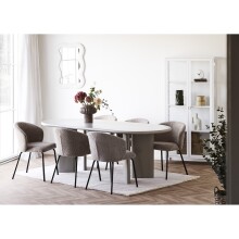 Esstisch >Nagano< ovale Form, in Beige-grau, MDF -...