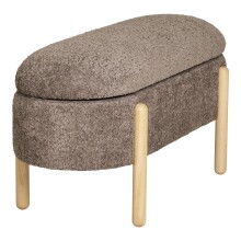 Truhenbank >Branca< Naturholzbeinen natur, Bezug in Braun - 98x48x41 (BxHxT)